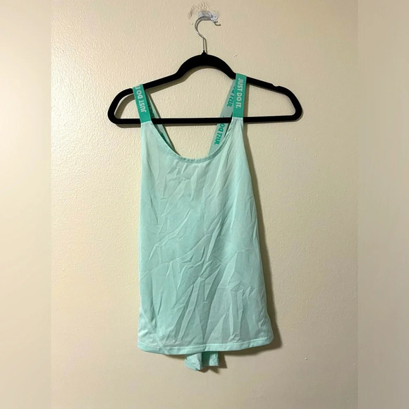 NIKE Women's Just Do It Tank Top green Criss Cross Straps size Small Dri fit - Picture 1 of 5